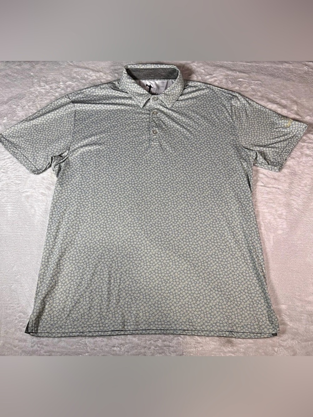 AndersonOrd Men’s Large Floral Performance Golf Polo Gray Short Sleeve